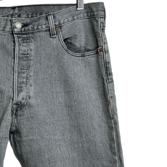 Levi's 501 Original Fit Grey Straight Leg Retro Rigid Denim Jeans Button Fly 36 - Picture 8 of 16